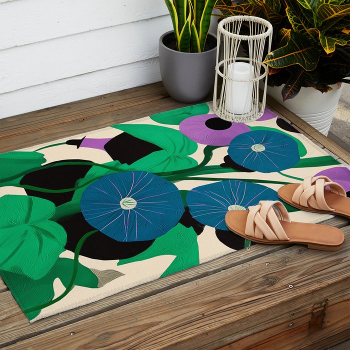 Blue Petunia Study Outdoor Rug Gallery Image 2