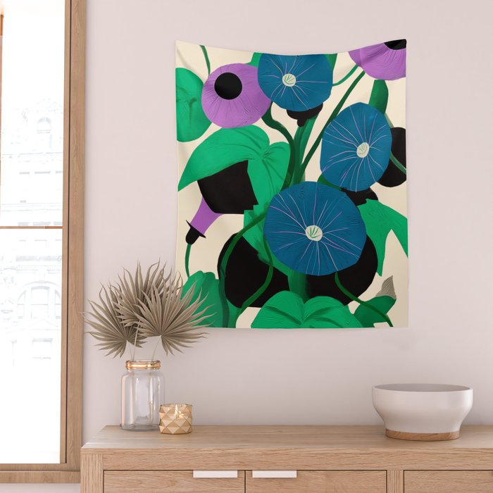 Blue Petunia Study Wall Tapestry Gallery Image 2