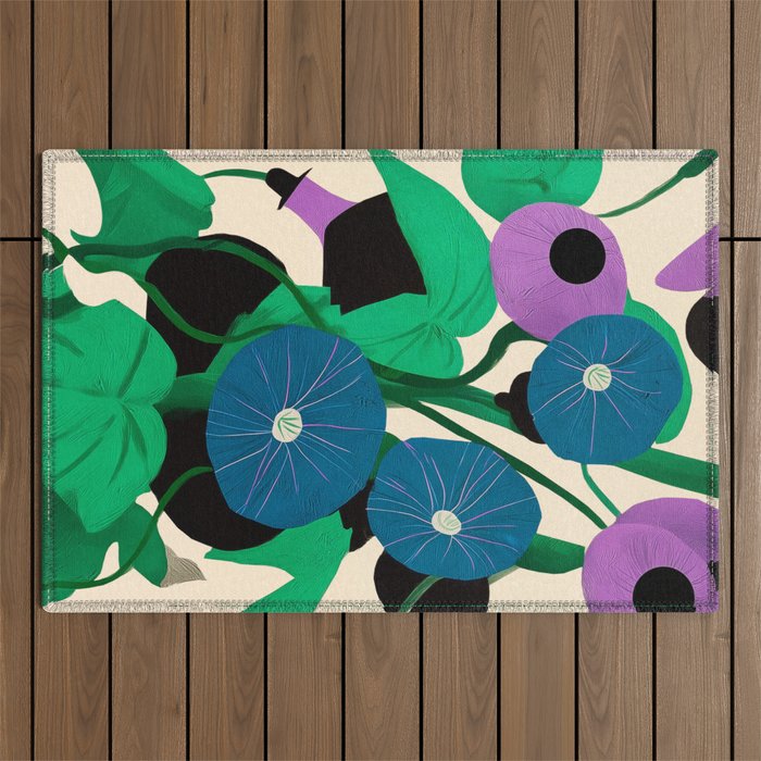 Blue Petunia Study Outdoor Rug Gallery Image 1