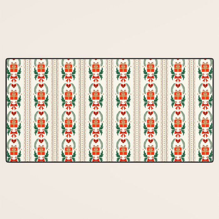 Vintage Holiday Gift and Greenery - Christmas Decorative Design Desk Mat Gallery Image 3