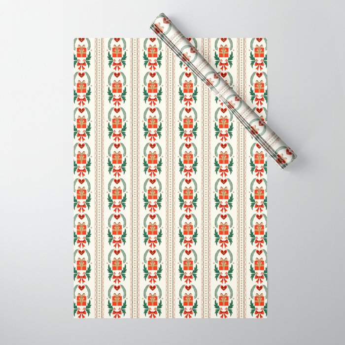Vintage Holiday Gift and Greenery - Christmas Decorative Design Wrapping Paper Gallery Image 1