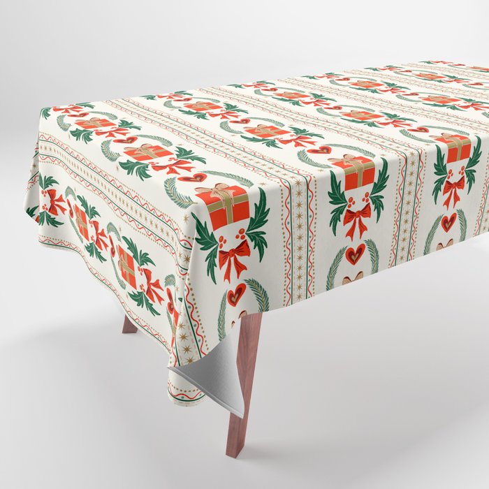 Vintage Holiday Gift and Greenery - Christmas Decorative Design Tablecloth Gallery Image 1