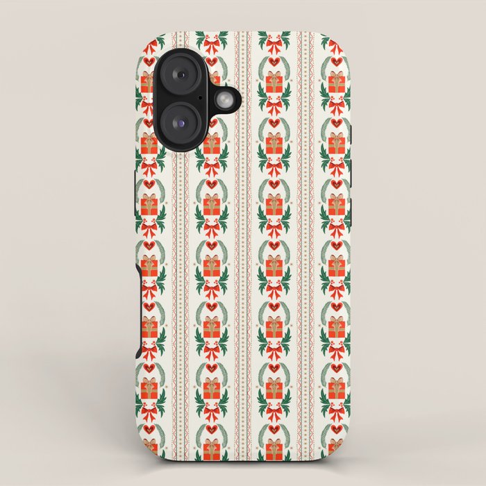 Vintage Holiday Gift and Greenery - Christmas Decorative Design iPhone Case Gallery Image 1