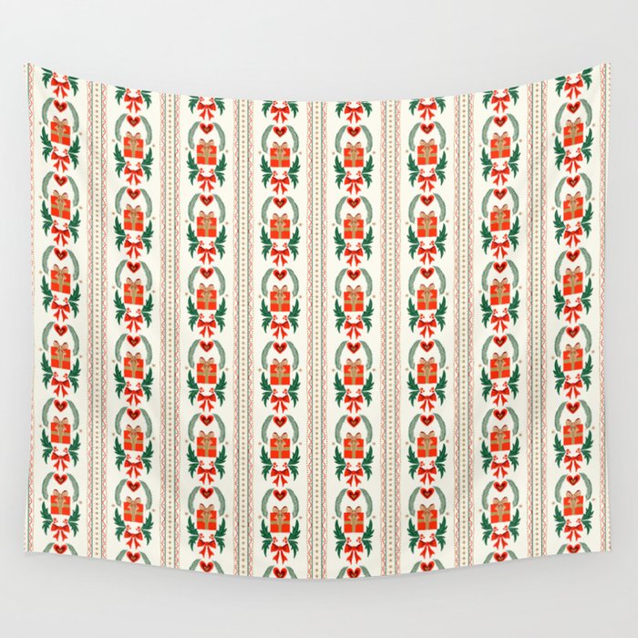 Vintage Holiday Gift and Greenery - Christmas Decorative Design Wall Tapestry Gallery Image 1