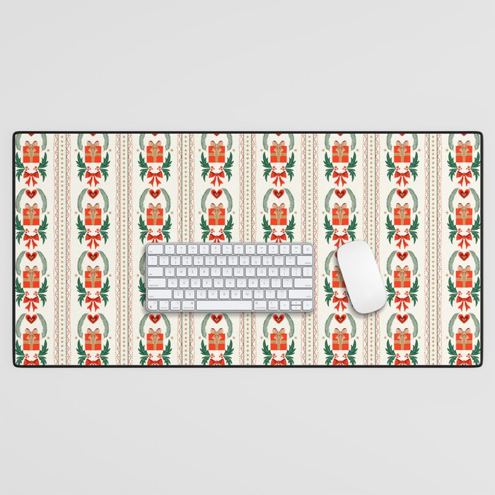Vintage Holiday Gift and Greenery - Christmas Decorative Design Desk Mat Gallery Image 1
