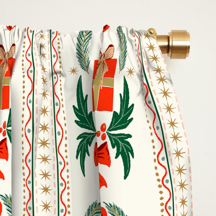 Vintage Holiday Gift and Greenery - Christmas Decorative Design Window Curtain Gallery Image 2