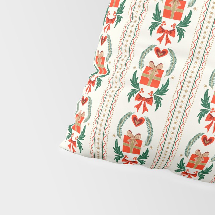 Vintage Holiday Gift and Greenery - Christmas Decorative Design Pillow Sham Gallery Image 4