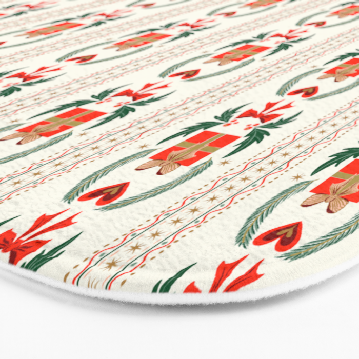Vintage Holiday Gift and Greenery - Christmas Decorative Design Bath Mat Gallery Image 3