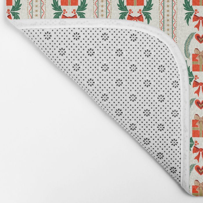 Vintage Holiday Gift and Greenery - Christmas Decorative Design Bath Mat Gallery Image 2