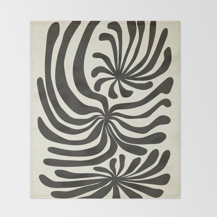 abstract blossom flower-black Throw Blanket Gallery Image 2