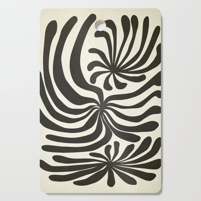 abstract blossom flower-black Cutting Board Gallery Image 1