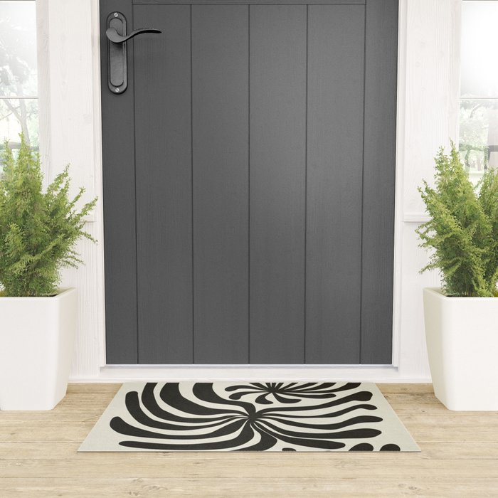 abstract blossom flower-black Welcome Mat Gallery Image 3