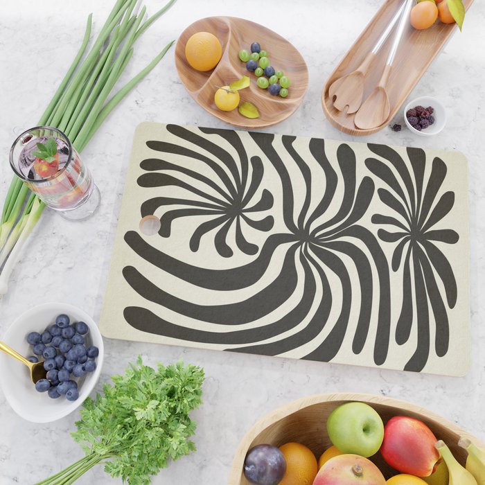 abstract blossom flower-black Cutting Board Gallery Image 2
