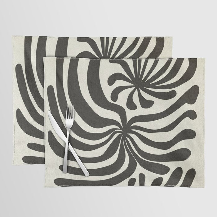 abstract blossom flower-black Placemat Gallery Image 1