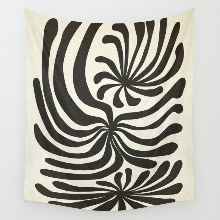 abstract blossom flower-black Wall Tapestry Gallery Image 4