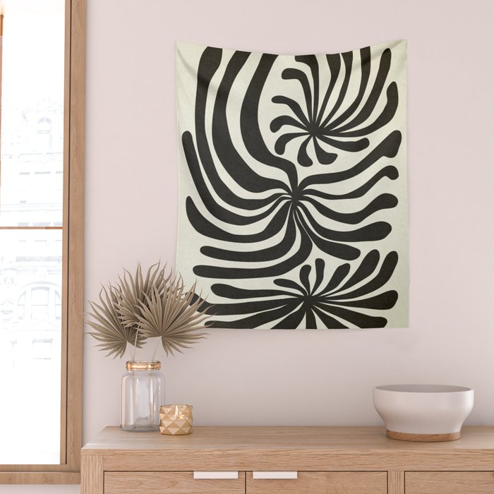 abstract blossom flower-black Wall Tapestry Gallery Image 2