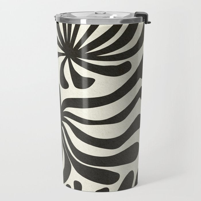 abstract blossom flower-black Travel Mug Gallery Image 2