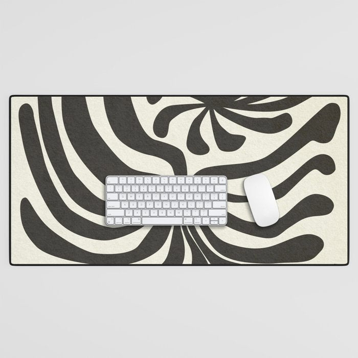 abstract blossom flower-black Desk Mat Gallery Image 1