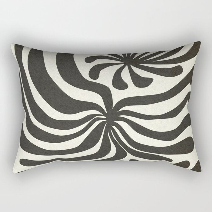 abstract blossom flower-black Rectangular Pillow Gallery Image 1