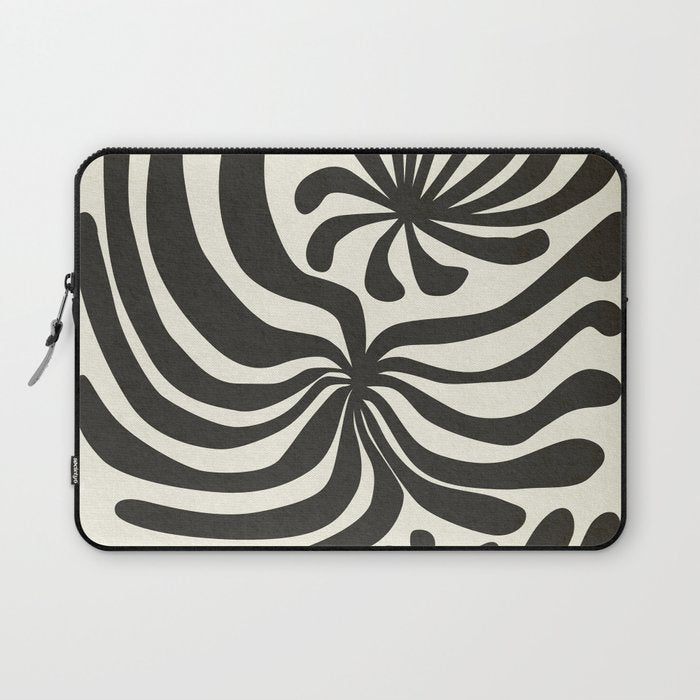 abstract blossom flower-black Laptop Sleeve Gallery Image 1