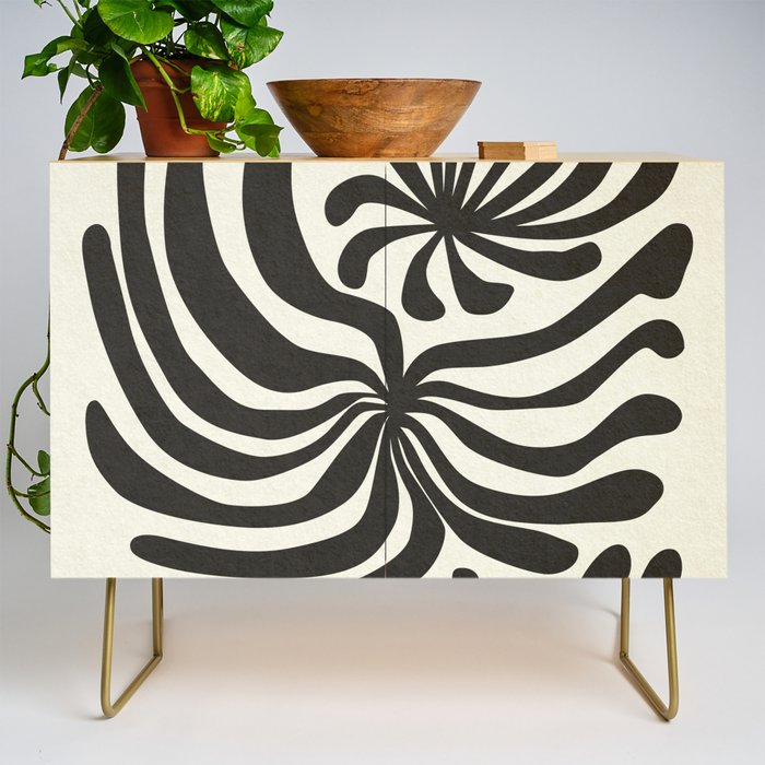 abstract blossom flower-black Credenza Gallery Image 1