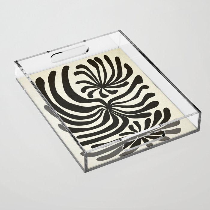 abstract blossom flower-black Acrylic Tray Gallery Image 1