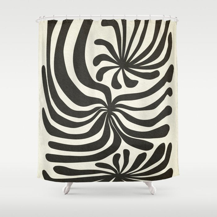 abstract blossom flower-black Shower Curtain Gallery Image 1