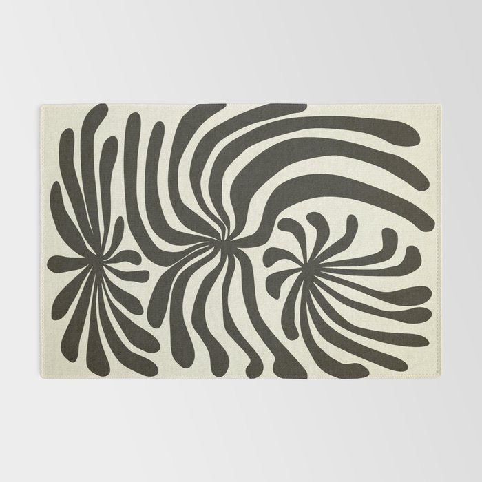 abstract blossom flower-black Rug Gallery Image 2