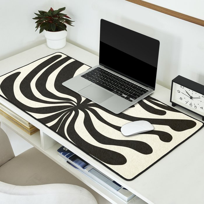 abstract blossom flower-black Desk Mat Gallery Image 2