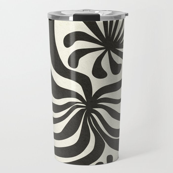 abstract blossom flower-black Travel Mug Gallery Image 1