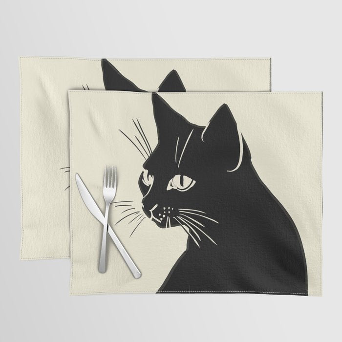 Minimalist Black Cat Placemat Gallery Image 1