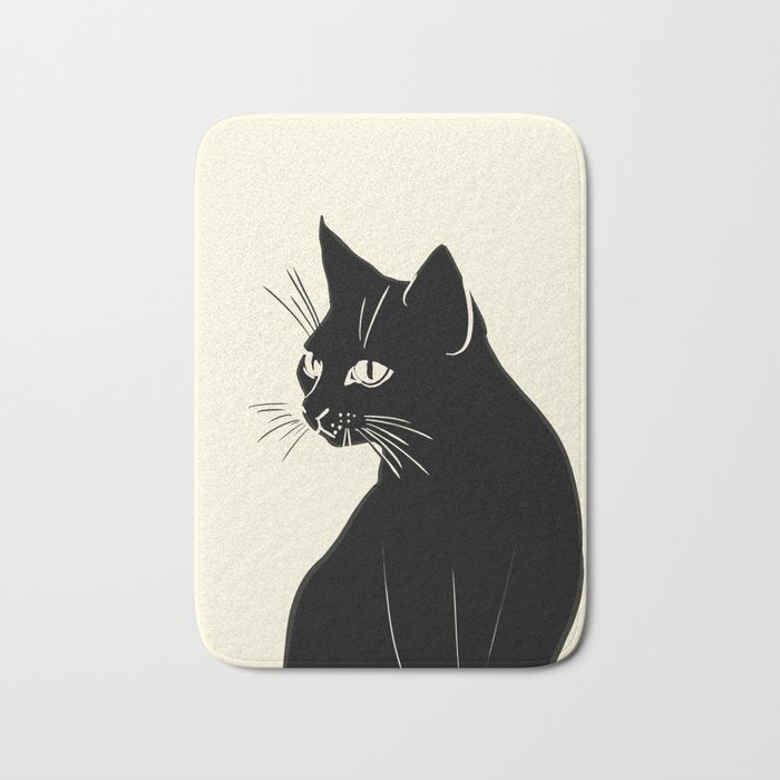 Minimalist Black Cat Bath Mat Gallery Image 1