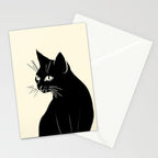 Minimalist Black Cat Stationery Card Gallery Image 2