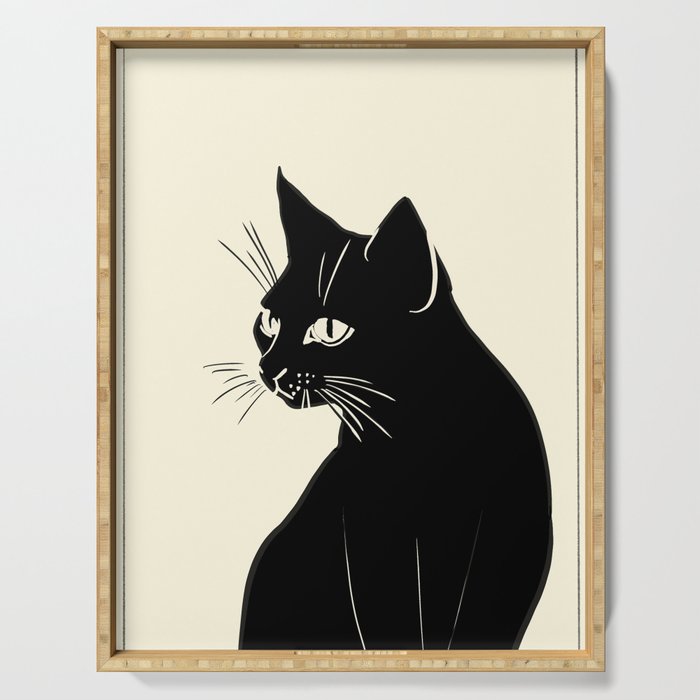 Minimalist Black Cat Serving Tray Gallery Image 1