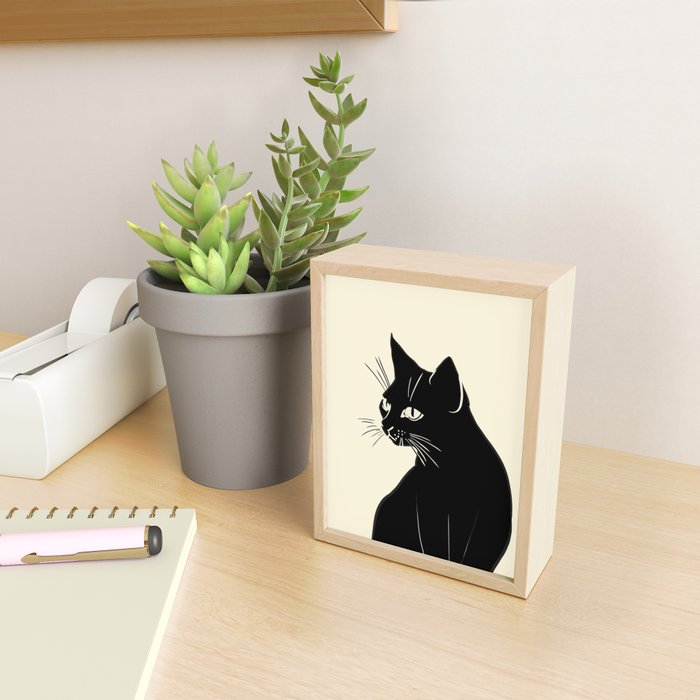 Minimalist Black Cat Mini Art Print Gallery Image 2
