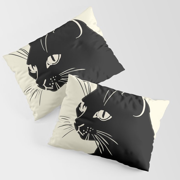 Minimalist Black Cat Pillow Sham Gallery Image 3