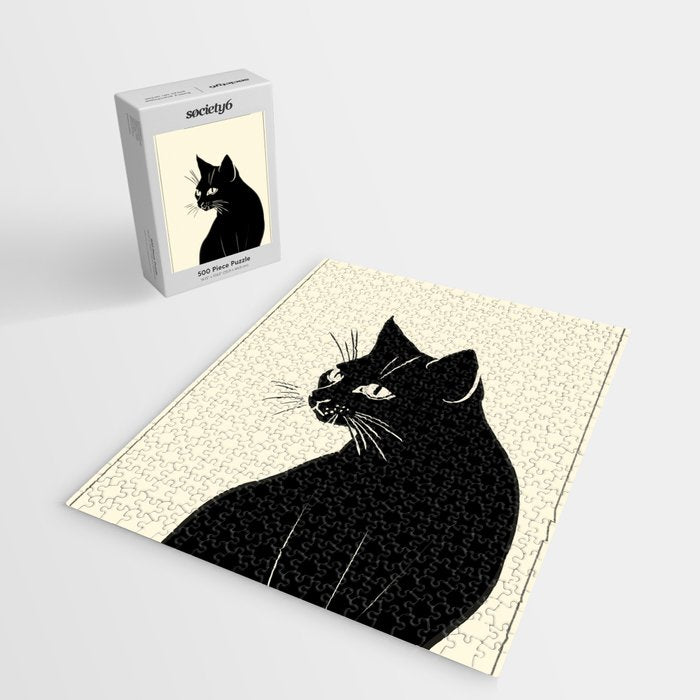 Minimalist Black Cat Jigsaw Puzzle Gallery Image 2