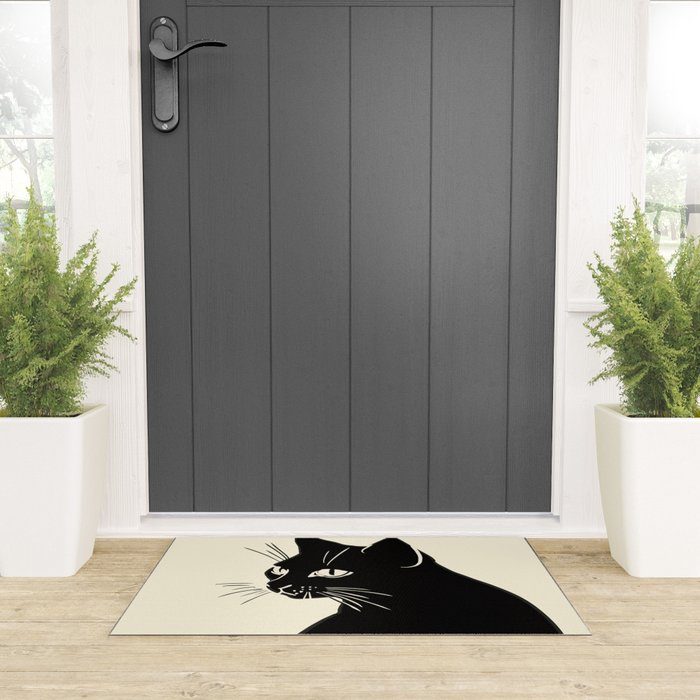 Minimalist Black Cat Welcome Mat Gallery Image 3
