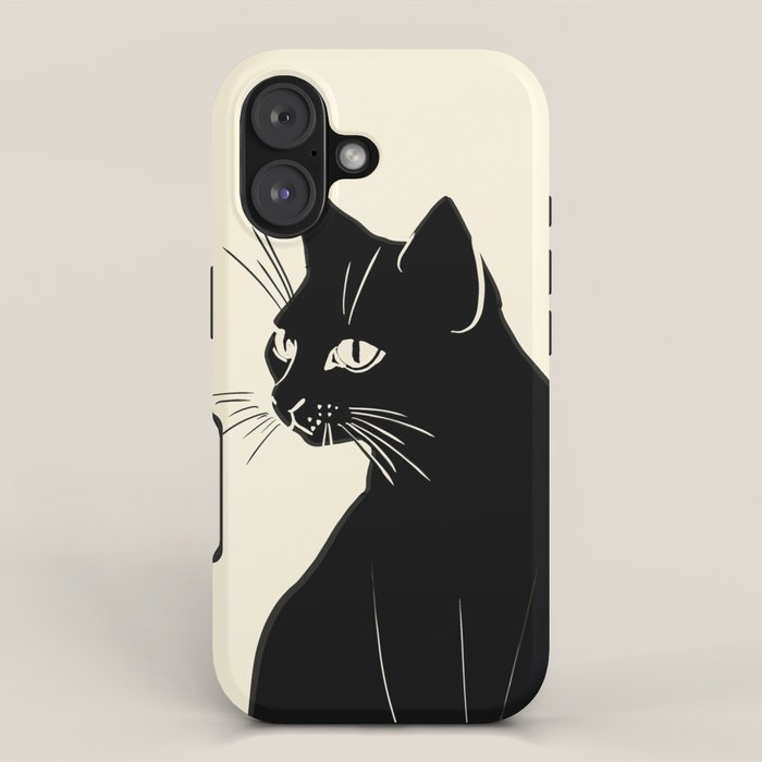 Minimalist Black Cat iPhone Case Gallery Image 1