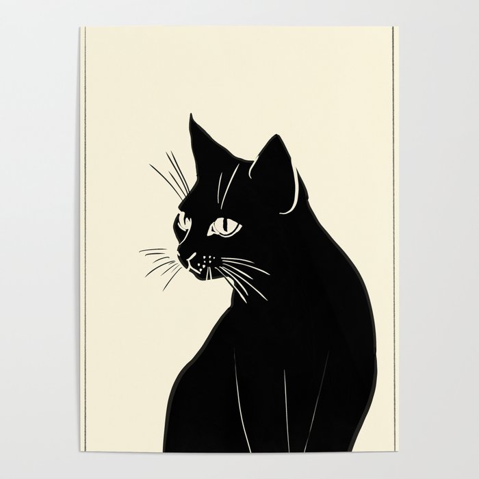 Minimalist Black Cat Poster Gallery Image 4