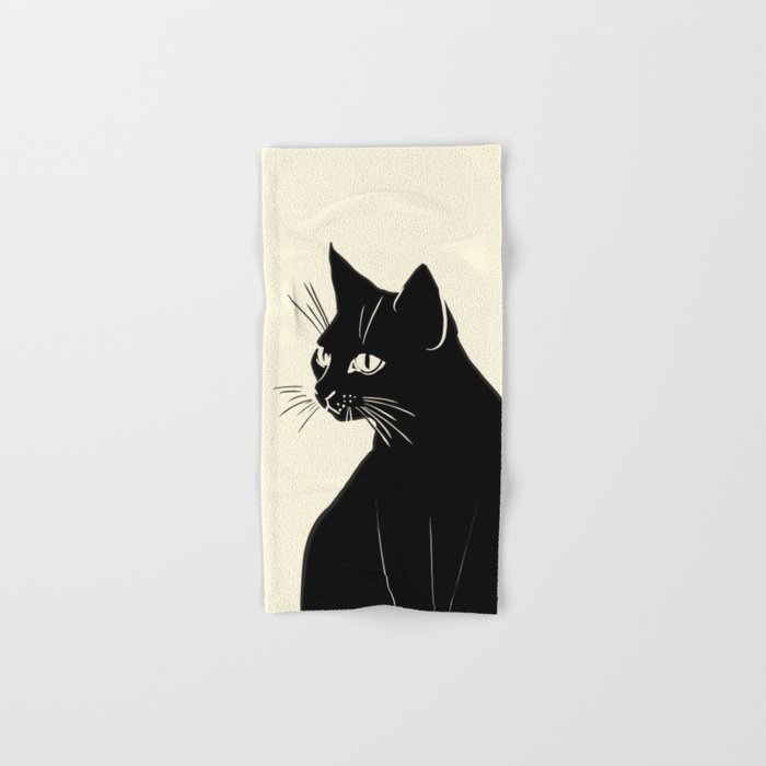 Minimalist Black Cat Bath Towel Gallery Image 1