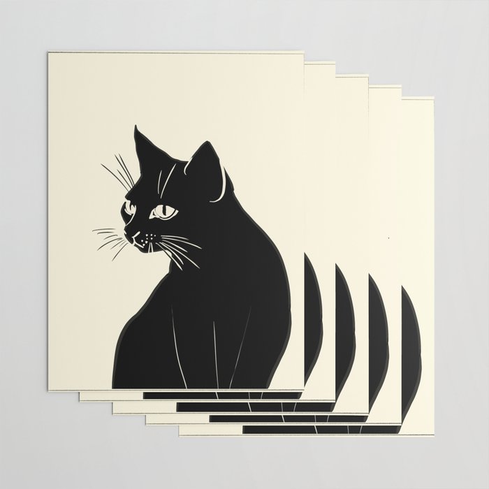 Minimalist Black Cat Wrapping Paper Gallery Image 3