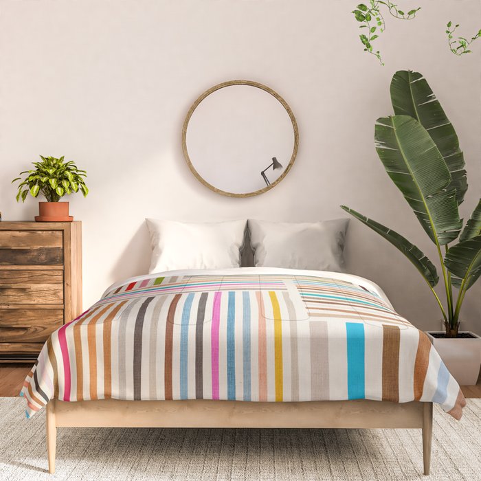 Colorful Lines Playful Modern Artwork Comforter Gallery Image 3