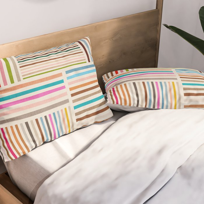 Colorful Lines Playful Modern Artwork Pillow Sham Gallery Image 2