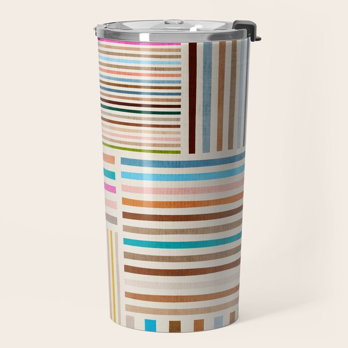 Colorful Lines Playful Modern Artwork Travel Mug Gallery Image 2
