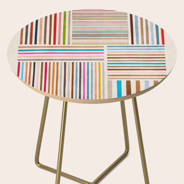 Colorful Lines Playful Modern Artwork Side Table Gallery Image 2