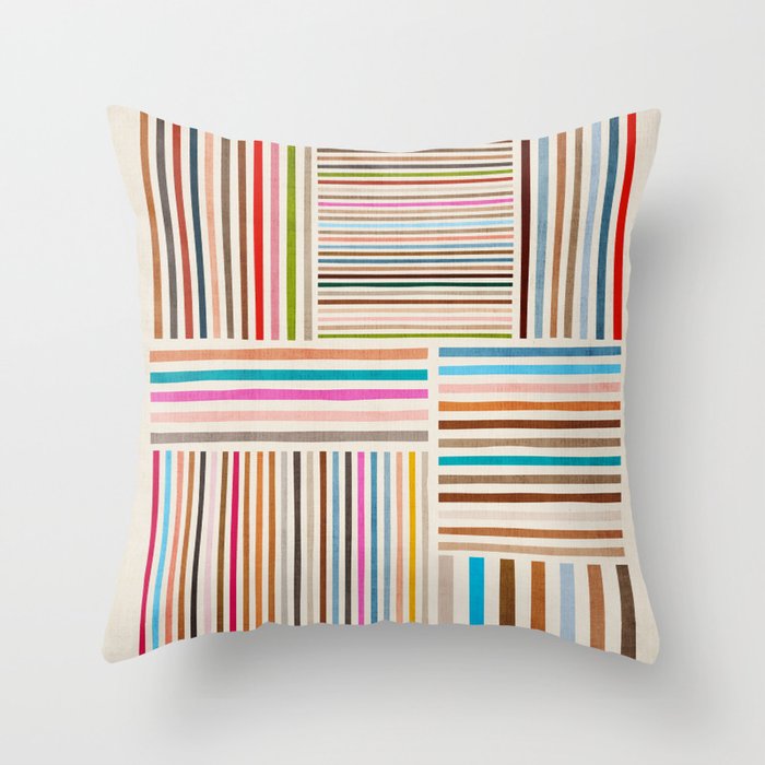 Colorful Lines Playful Modern Artwork Throw Pillow Gallery Image 1