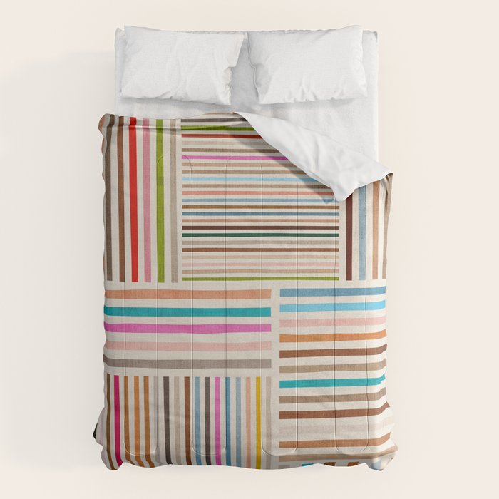 Colorful Lines Playful Modern Artwork Comforter Gallery Image 1