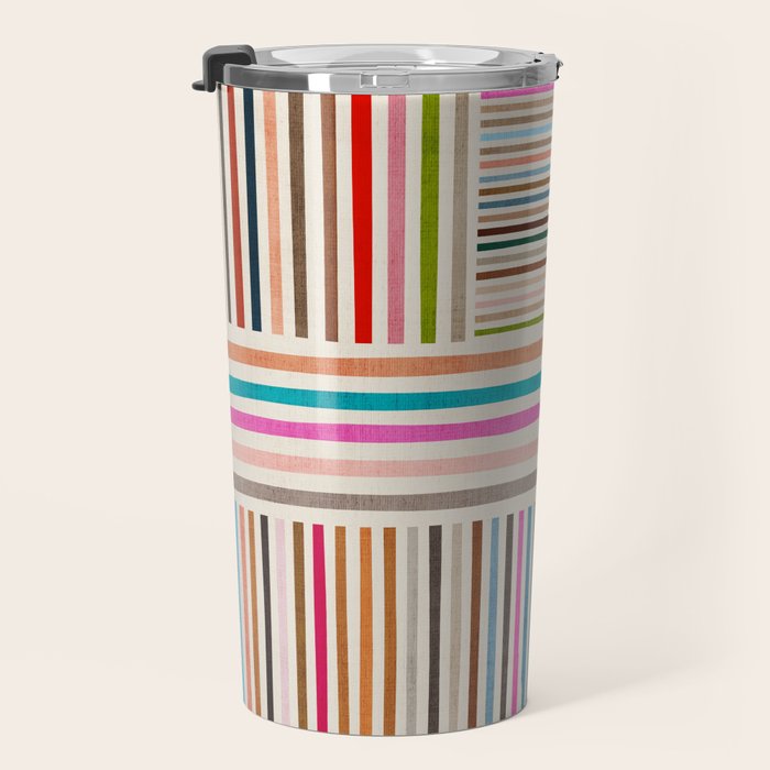 Colorful Lines Playful Modern Artwork Travel Mug Gallery Image 3