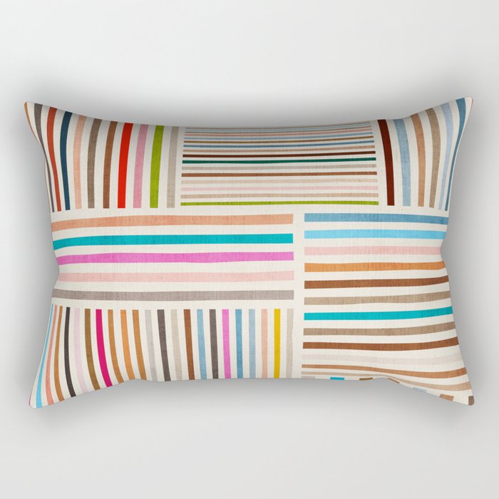 Colorful Lines Playful Modern Artwork Rectangular Pillow Gallery Image 1